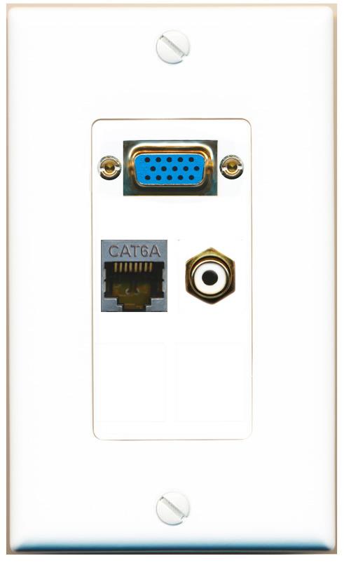 1 CAT6A 1 RCA-WHITE Wall Plate [White]