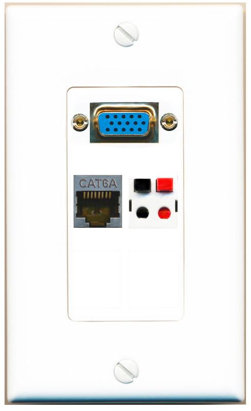1 CAT6A 1 SPEAKER Wall Plate [White]