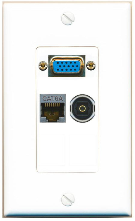 1 CAT6A 1 TOSLINK Wall Plate [White]