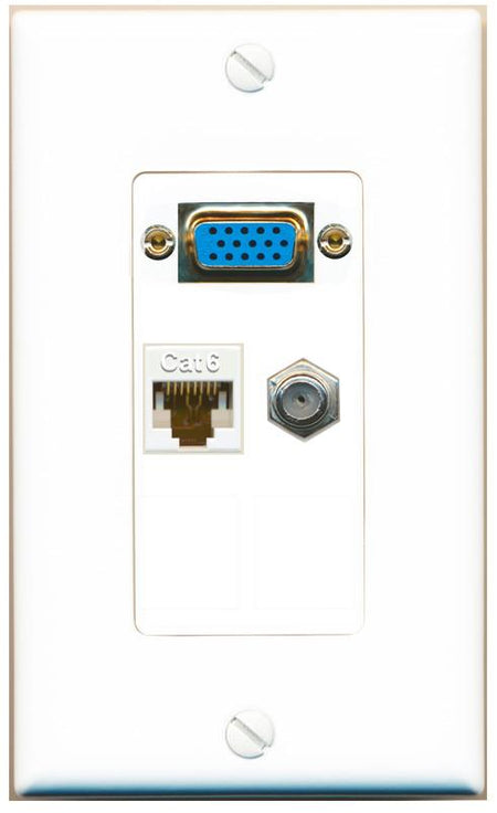 1 CAT6 1 COAX Wall Plate [White]