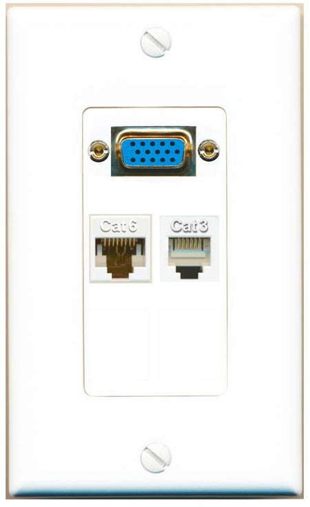 1 CAT6 1 PHONE Wall Plate [White]