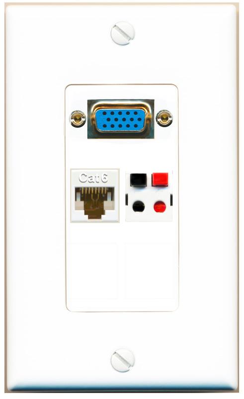 1 CAT6 1 SPEAKER Wall Plate [White]