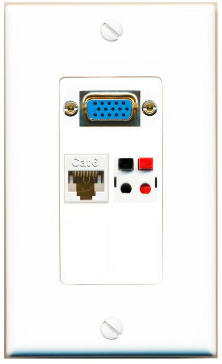 1 CAT6 1 SPEAKER Wall Plate [White]