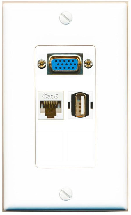 1 CAT6 1 USB2 Wall Plate [White]