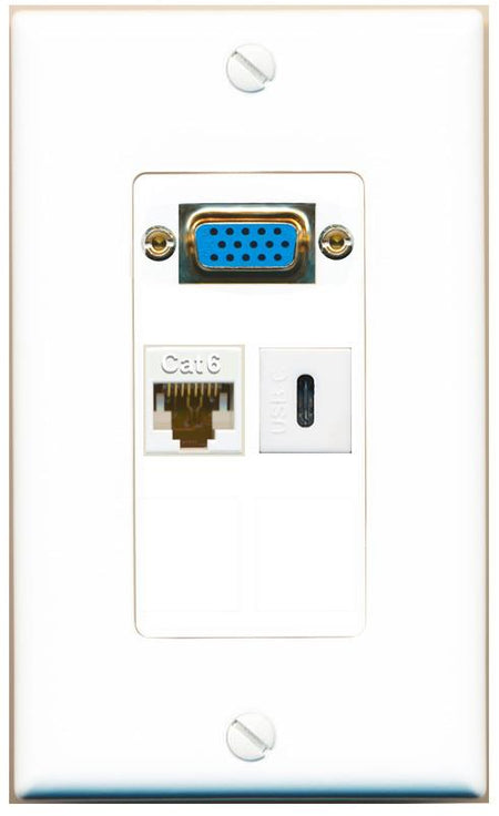 1 CAT6 1 USBC Wall Plate [White]