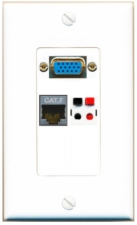 1 CAT7 1 SPEAKER Wall Plate [White]