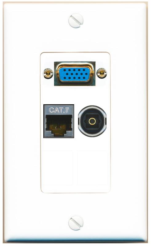 1 CAT7 1 TOSLINK Wall Plate [White]