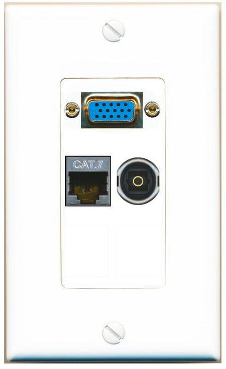 1 CAT7 1 TOSLINK Wall Plate [White]