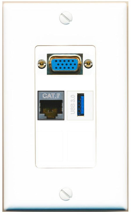 1 CAT7 1 USB-3 Wall Plate [White]