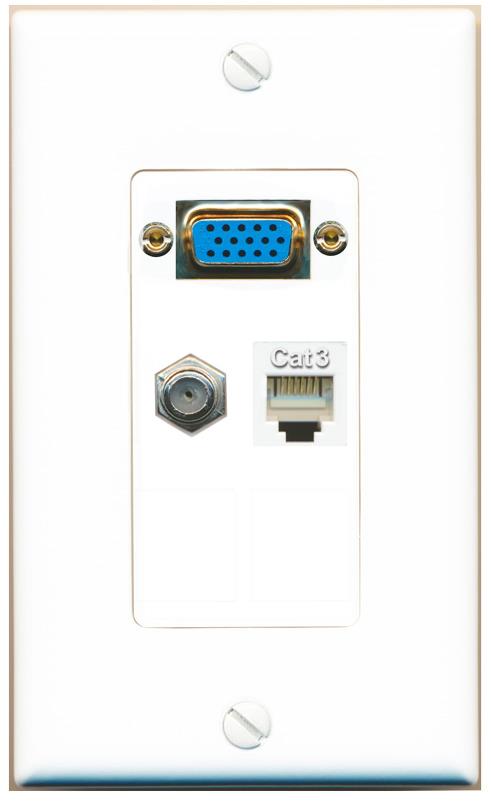 1 COAX 1 PHONE Wall Plate [White]