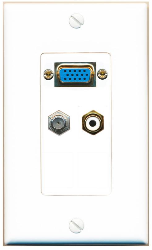 1 COAX 1 RCA-WHITE Wall Plate [White]