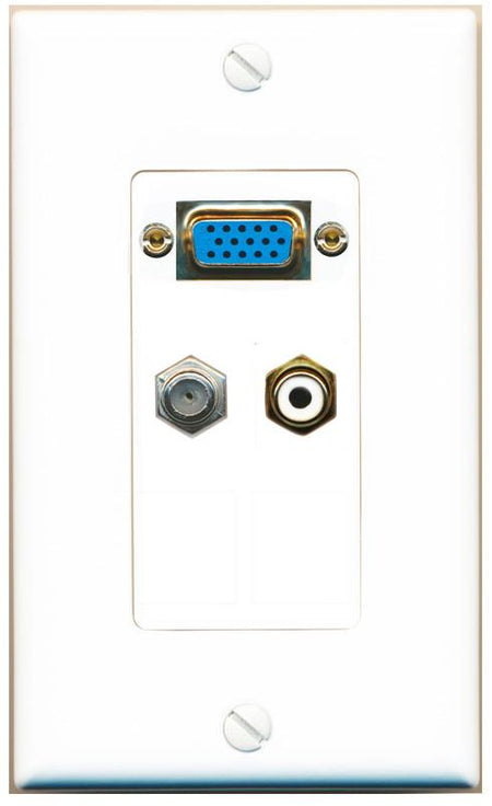 1 COAX 1 RCA-WHITE Wall Plate [White]