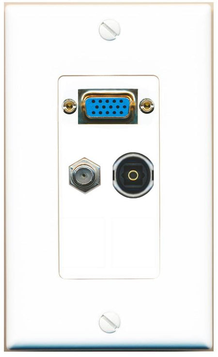 1 COAX 1 TOSLINK Wall Plate [White]