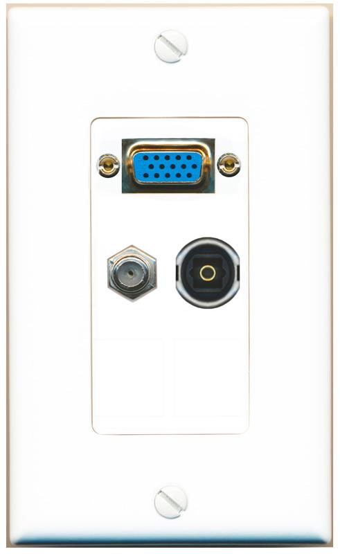1 COAX 1 TOSLINK Wall Plate [White]