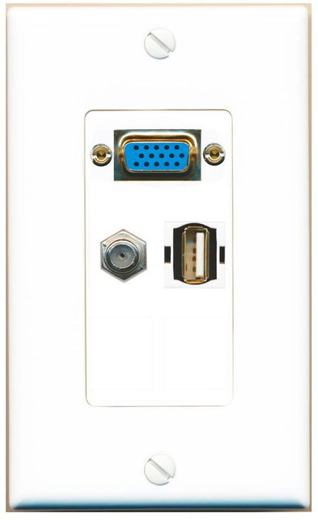 1 COAX 1 USB2 Wall Plate [White]