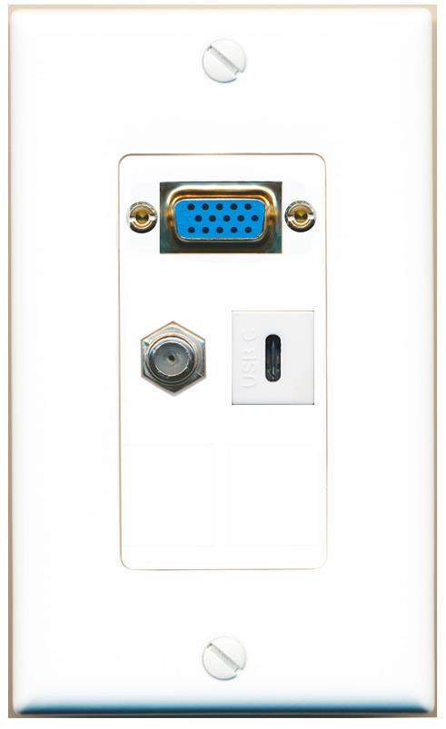 1 COAX 1 USBC Wall Plate [White]
