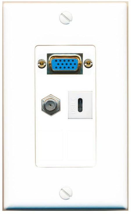 1 COAX 1 USBC Wall Plate [White]