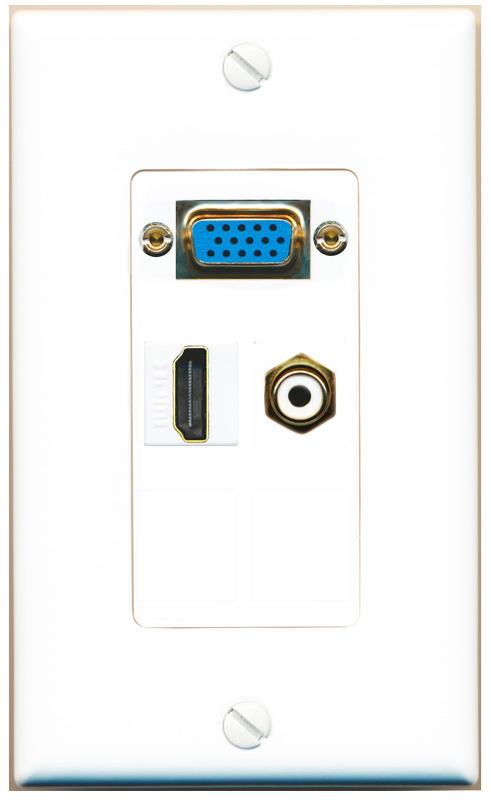 1 HDMI 1 RCA-WHITE Wall Plate [White]