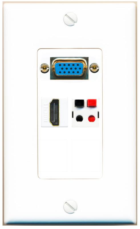 1 HDMI 1 SPEAKER Wall Plate [White]