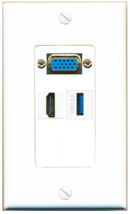 1 HDMI 1 USB-3 Wall Plate [White]