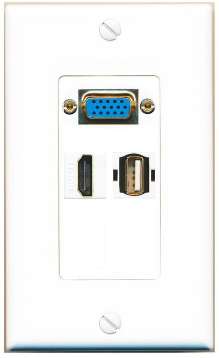 1 HDMI 1 USB2 Wall Plate [White]