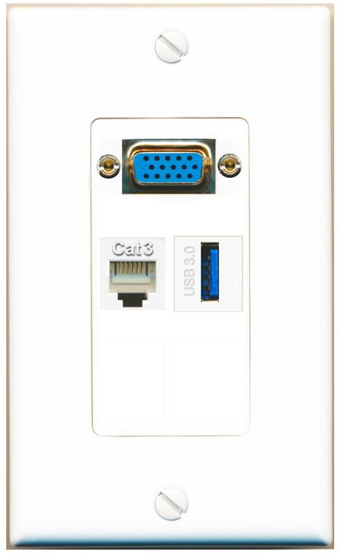 1 PHONE 1 USB-3 Wall Plate [White]
