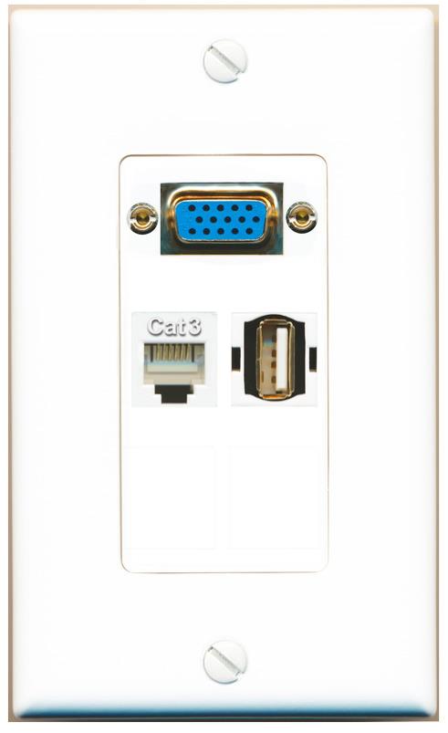 1 PHONE 1 USB2 Wall Plate [White]