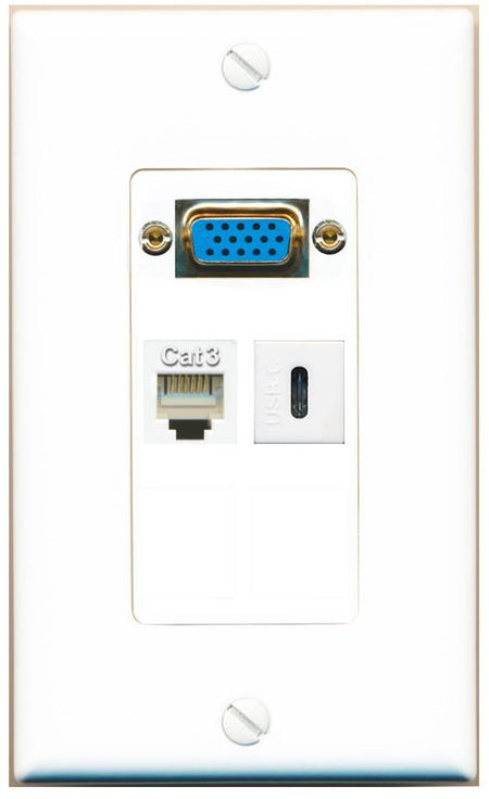 1 PHONE 1 USBC Wall Plate [White]