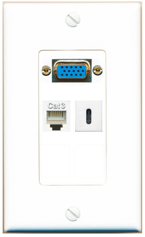 1 PHONE 1 USBC Wall Plate [White]