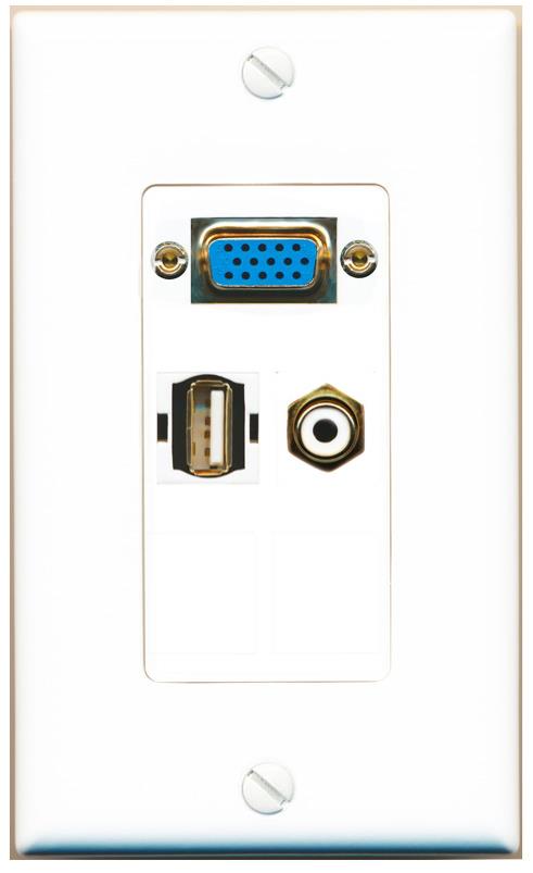 1 RCA-WHITE 1 USB2 Wall Plate [White]