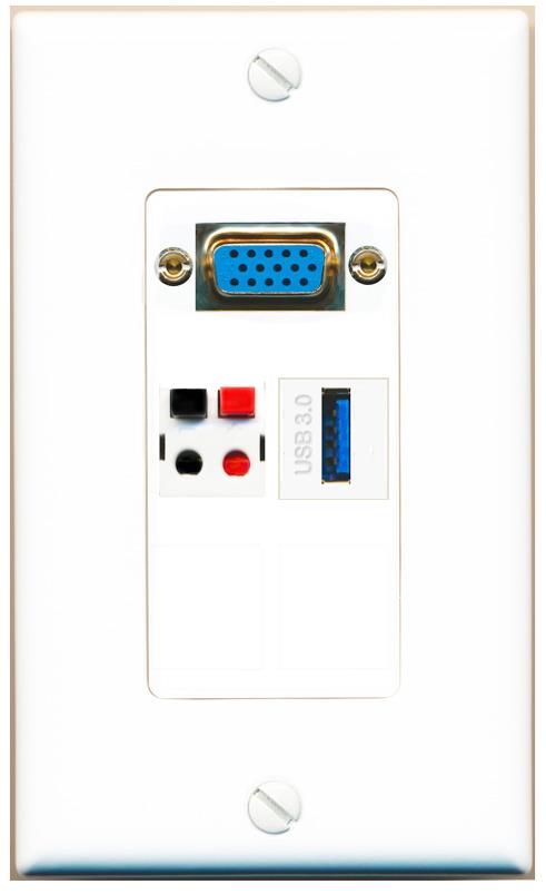 1 SPEAKER 1 USB-3 Wall Plate [White]
