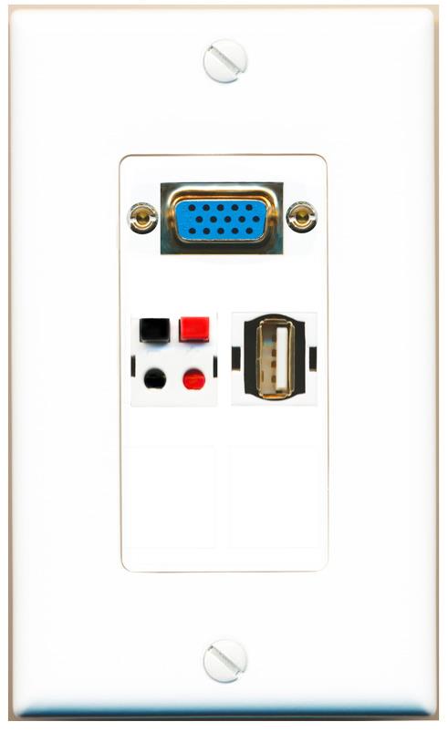 1 SPEAKER 1 USB2 Wall Plate [White]
