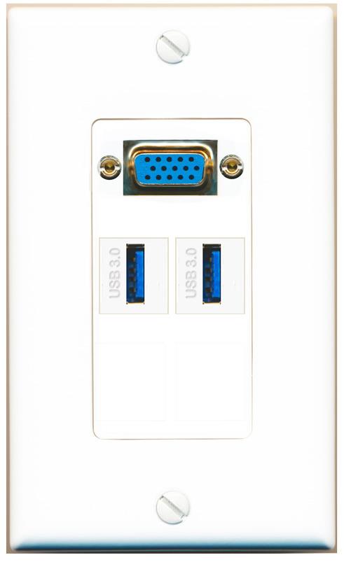 2 USB-3 Wall Plate [White]