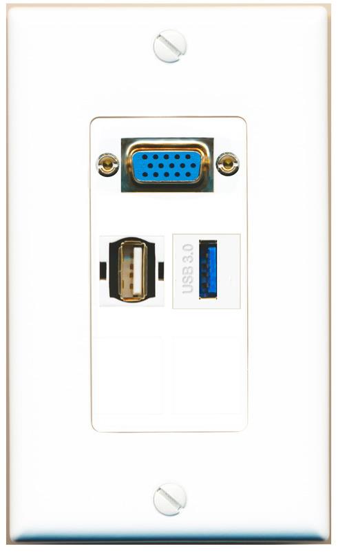 1 USB-3 1 USB2 Wall Plate [White]