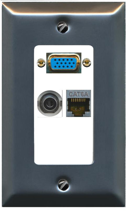 1 3.5mm 1 CAT6A Wall Plate [White]