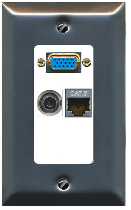 1 3.5mm 1 CAT7 Wall Plate [White]