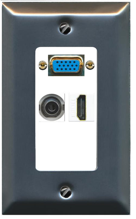 1 3.5mm 1 HDMI Wall Plate [White]
