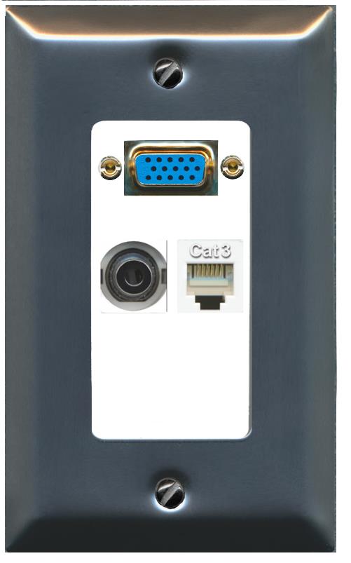 1 3.5mm 1 PHONE Wall Plate [White]