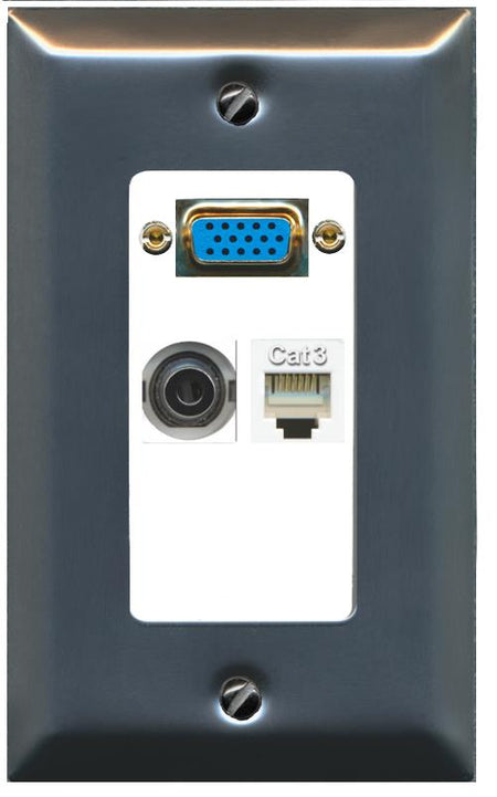 1 3.5mm 1 PHONE Wall Plate [White]