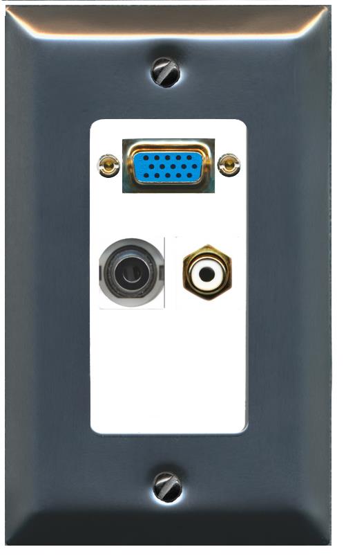 1 3.5mm 1 RCA-WHITE Wall Plate [White]