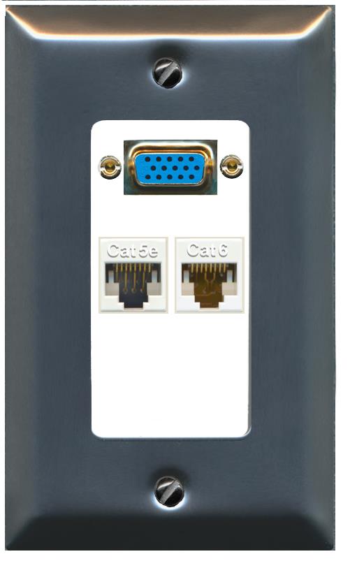 1 CAT5E 1 CAT6 Wall Plate [White]