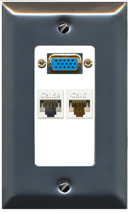 1 CAT5E 1 CAT6 Wall Plate [White]
