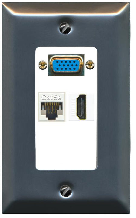 1 CAT5E 1 HDMI Wall Plate [White]