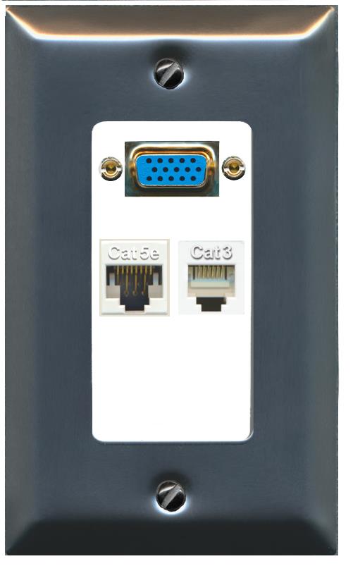 1 CAT5E 1 PHONE Wall Plate [White]