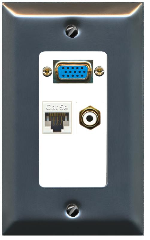 1 CAT5E 1 RCA-WHITE Wall Plate [White]
