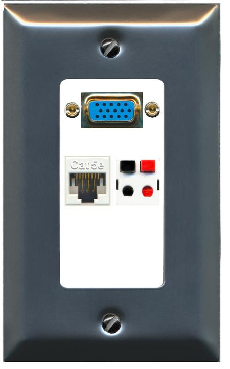 1 CAT5E 1 SPEAKER Wall Plate [White]