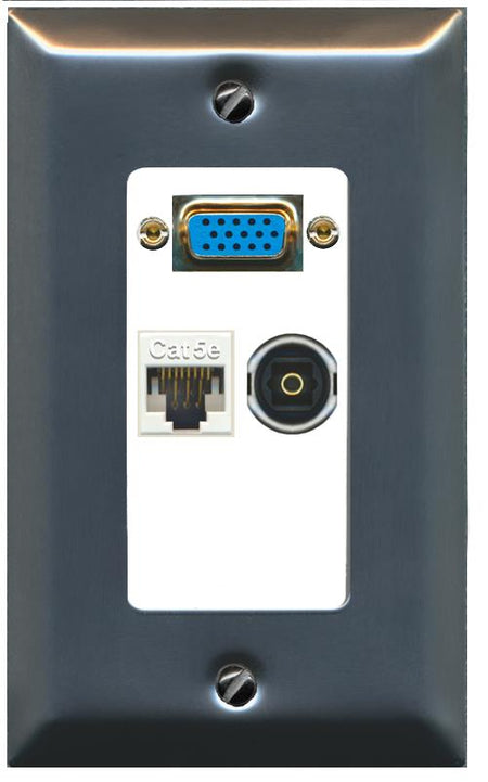 1 CAT5E 1 TOSLINK Wall Plate [White]