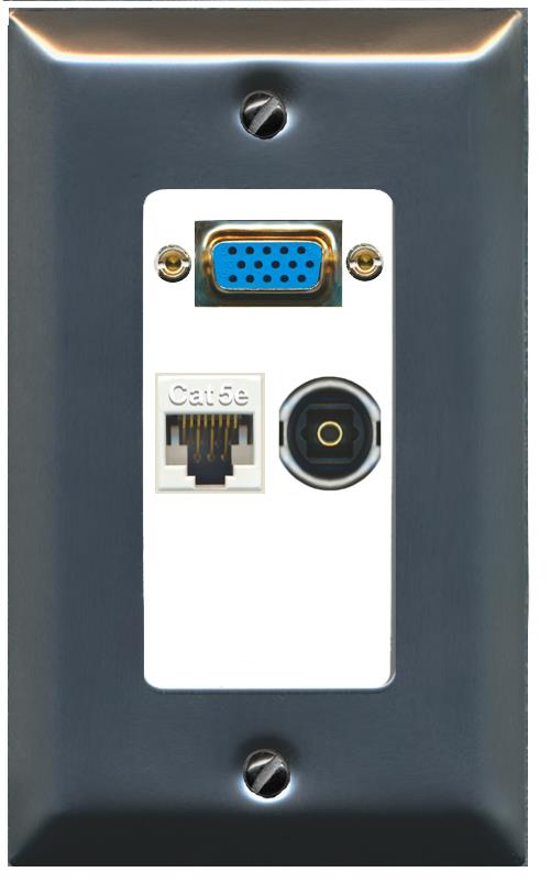 1 CAT5E 1 TOSLINK Wall Plate [White]