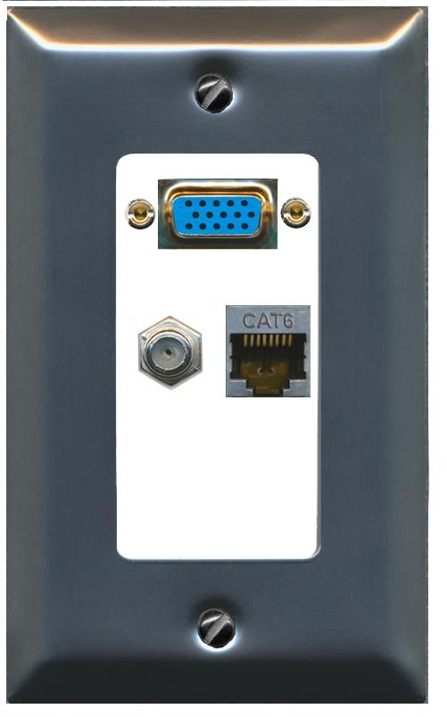 1 CAT6-SHIELDED 1 COAX Wall Plate [White]