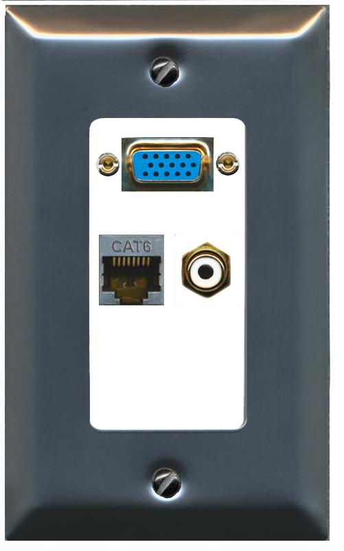 1 CAT6-SHIELDED 1 RCA-WHITE Wall Plate [White]